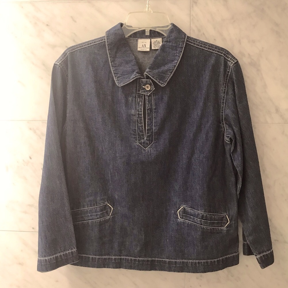 A|X ARMANI EXCHANGE Denim Long Sleeve Top VINTAGE